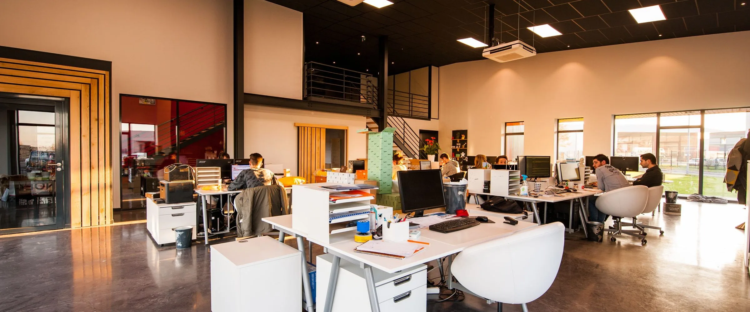 An open-plan office at work