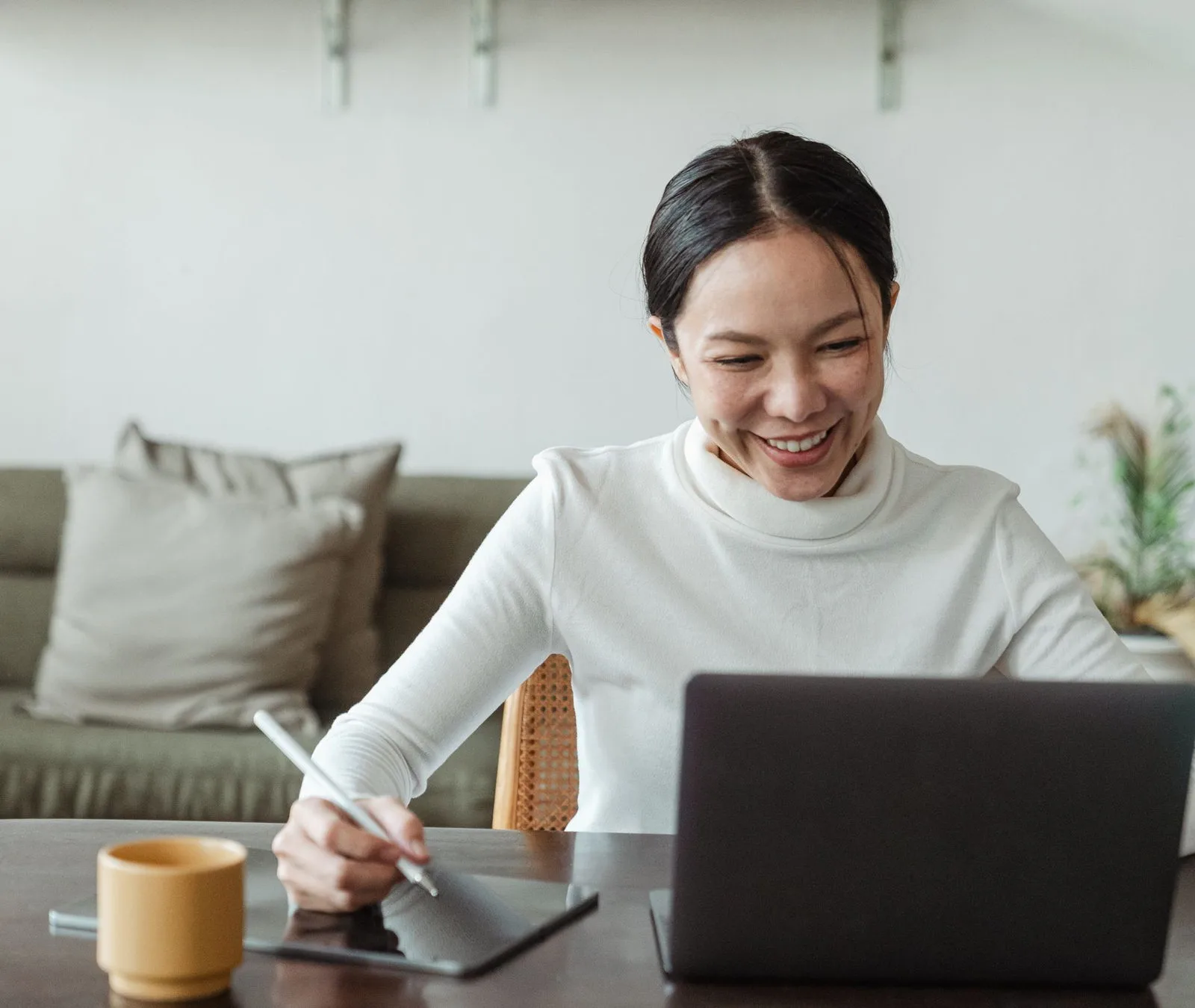 A TrueNext team member working from home